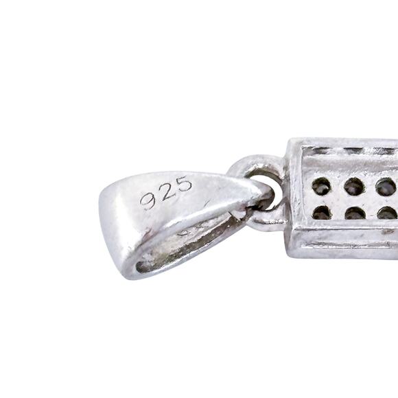 Cubic Zirconia Cross Pendant | Vintage Sterling Silver 925 - Picture 5 of 7